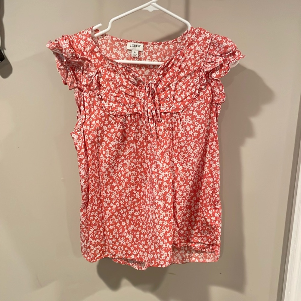 J Crew Orange floral blouse - size Small